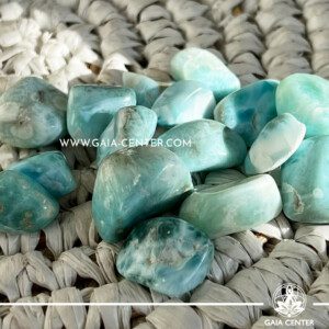 Larimar Tumbled Stones A-Quality |10-20mm| from Dominican Republic at Gaia Center Crystal shop in Cyprus. Crystal and Gemstone Jewellery Selection at Gaia Center in Cyprus. Order crystals online, Cyprus islandwide delivery: Limassol, Larnaca, Paphos, Nicosia. Europe and Worldwide shipping.