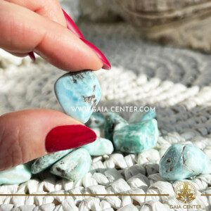 Larimar Tumbled Stones B-Quality |10-20mm| from Dominican Republic at Gaia Center Crystal shop in Cyprus. Crystal and Gemstone Jewellery Selection at Gaia Center in Cyprus. Order crystals online, Cyprus islandwide delivery: Limassol, Larnaca, Paphos, Nicosia. Europe and Worldwide shipping.