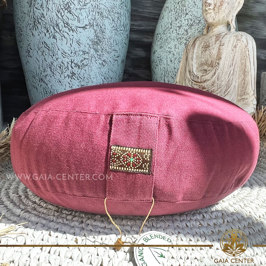 Meditation Cushion 100% organic cotton, and filled with natural buckwheat chaff at Gaia Center Crystal Shop Cyprus. Shop online at https://gaia-center.com. Cyprus island delivery: Limassol, Nicosia, Paphos, Larnaca. Europe and Worldwide shipping.