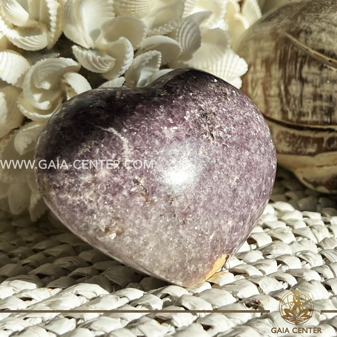 Lepidolite Crystal Puff Heart Large |70x80mm| large size from Madagascar at GAIA CENTER Crystal Shop CYPRUS. Crystal jewellery and crystal pendants at Gaia Center crystal shop in Cyprus. Order online top quality crystals, Cyprus islandwide delivery: Limassol, Larnaca, Paphos, Nicosia. Europe and Worldwide shipping.