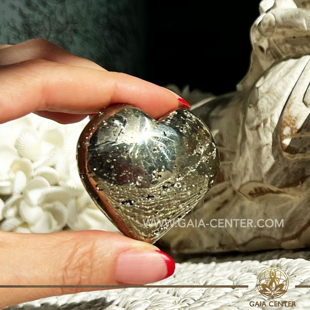 Crystal Puff Heart Pyrite |50x50/105g| from Peru at GAIA CENTER Crystal Shop CYPRUS. Crystal jewellery and crystal pendants at Gaia Center crystal shop in Cyprus. Order online top quality crystals, Cyprus islandwide delivery: Limassol, Larnaca, Paphos, Nicosia. Europe and Worldwide shipping.