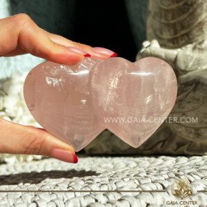 Crystal Puff Double Heart Rose Quartz |100x60mm/260g| at GAIA CENTER Crystal Shop CYPRUS. Crystal jewellery and crystal pendants at Gaia Center crystal shop in Cyprus. Order online top quality crystals, Cyprus islandwide delivery: Limassol, Larnaca, Paphos, Nicosia. Europe and Worldwide shipping.