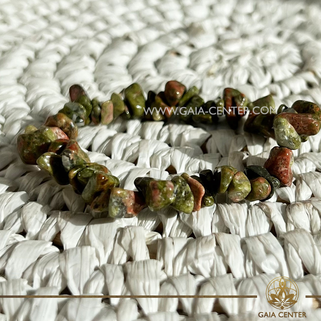 Unakite Crystal Chipstone Bracelet at Gaia Center Crystal shop in Cyprus. Crystal and Gemstone Jewellery Selection at Gaia Center in Cyprus. Order online, Cyprus islandwide delivery: Limassol, Larnaca, Paphos, Nicosia. Europe and Worldwide shipping.