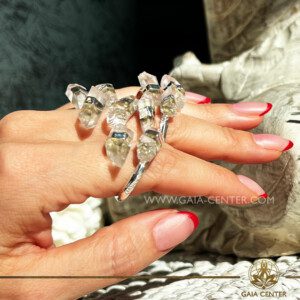 Ring with 2 Quartz Crystal Points Silver Plated. Crystal and Gemstone Jewellery Selection at Gaia Center Crystal Shop in Cyprus. Order crystals online, Cyprus islandwide delivery: Limassol, Larnaca, Paphos, Nicosia. Europe and Worldwide shipping.
