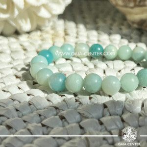 Crystal Bracelet Amazonite with Elastic string- made with 8mm gemstone beads. Crystal and Gemstone Jewellery Selection at Gaia Center Crystal Shop in Cyprus. Order crystals online, Cyprus islandwide delivery: Limassol, Larnaca, Paphos, Nicosia. Europe and Worldwide shipping.