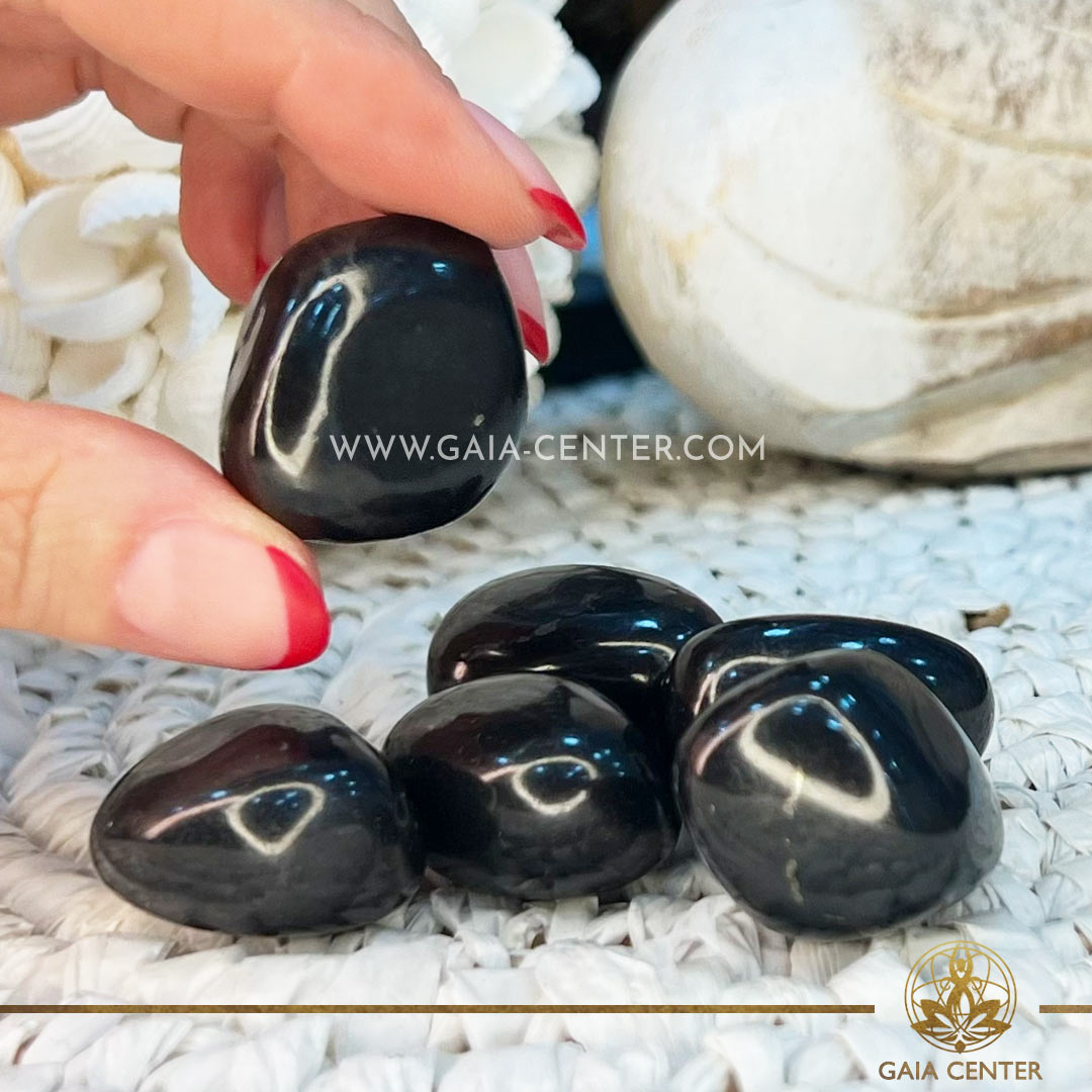 thumbnail interactive-video image 1 of Shungite Crystal Bracelet – Oval Stone, EMF Protection, Reiki Healing – Stretchy, Polished – Unisex Gift 1 of 4