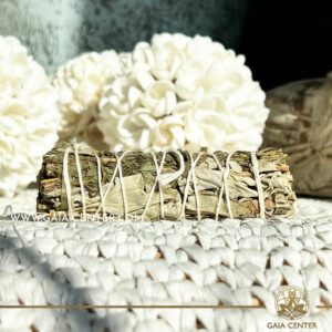 White Sage & Mugwort Smudge Stick |10cm| Californian white Sage Smudge stick bundles for smudging ceremonies and space clearing at Gaia Center | Crystals and Incense shop in Cyprus. Order online, Cyprus islandwide delivery: Limassol, Paphos, Larnaca, Nicosia. Europe and worldwide shipping.
