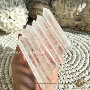 Rock Crystal Quartz polished point tower. Crystal points, towers and obelisks selection at Gaia Center Crystal shop in Cyprus. Order online, Cyprus islandwide delivery: Limassol, Larnaca, Paphos, Nicosia. Europe and Worldwide shipping.