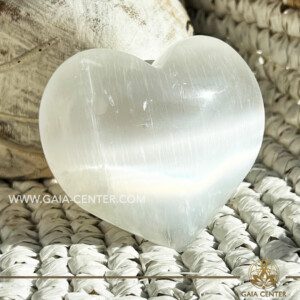 White Selenite Crystal Puff Heart |70x75mm/145g| from Morocco at GAIA CENTER Crystal Shop CYPRUS. Crystal jewellery and crystal pendants at Gaia Center crystal shop in Cyprus. Order online top quality crystals, Cyprus islandwide delivery: Limassol, Larnaca, Paphos, Nicosia. Europe and Worldwide shipping.