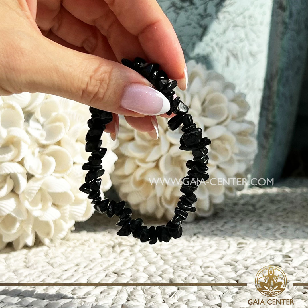 Black Tourmaline Crystal Chipstone Bracelet at Gaia Center Crystal shop in Cyprus. Crystal and Gemstone Jewellery Selection at Gaia Center in Cyprus. Order online, Cyprus islandwide delivery: Limassol, Larnaca, Paphos, Nicosia. Europe and Worldwide shipping.