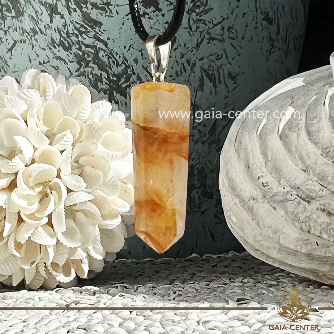 Golden Healer Quartz Polished Point Pendant |Silver Plated Bail| from Brazil at Gaia Center Crystal shop in Cyprus. Crystal and Gemstone Jewellery Selection at Gaia Center in Cyprus. Order online, Cyprus islandwide delivery: Limassol, Larnaca, Paphos, Nicosia. Europe and Worldwide shipping.