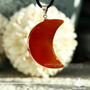 Crystal Moon Pendant Carnelian |Silver Plated Bail| at Gaia Center Crystal shop in Cyprus. Crystal and Gemstone Jewellery Selection at Gaia Center in Cyprus. Order online, Cyprus islandwide delivery: Limassol, Larnaca, Paphos, Nicosia. Europe and Worldwide shipping.