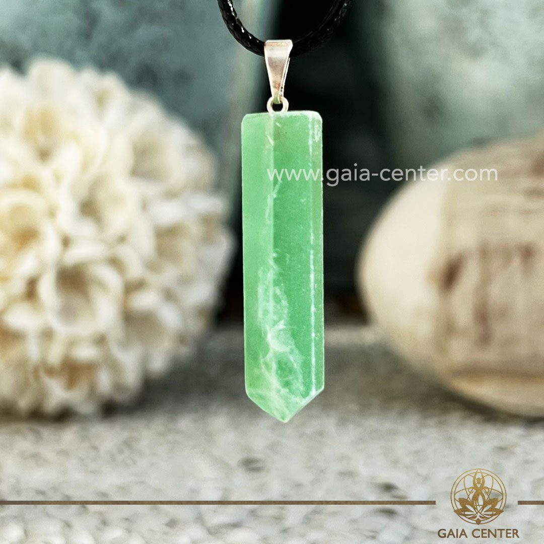 Crystal Pendant Polished Point Green Aventurine |Silver plated Bail| from Brazil at Gaia Center Crystal shop in Cyprus. Crystal and Gemstone Jewellery Selection at Gaia Center in Cyprus. Order online, Cyprus islandwide delivery: Limassol, Larnaca, Paphos, Nicosia. Europe and Worldwide shipping.