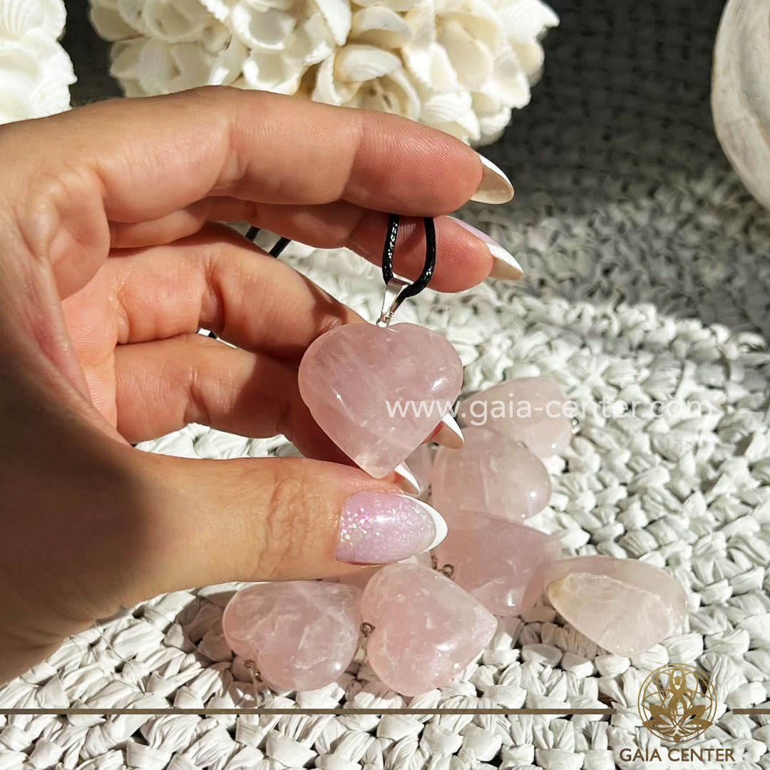 Rose Quartz Heart Crystal Pendant |Silver Plated| from Brazil at Gaia Center Crystal shop in Cyprus. Crystal and Gemstone Jewellery Selection at Gaia Center in Cyprus. Order online, Cyprus islandwide delivery: Limassol, Larnaca, Paphos, Nicosia. Europe and Worldwide shipping.