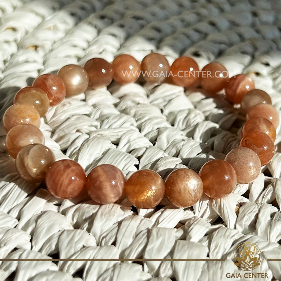Sunstone Crystal Bracelet |8mm bead| at Gaia Center Crystal shop in Cyprus. Crystal and Gemstone Jewellery Selection at Gaia Center Crystal shop in Cyprus. Order crystals online, Cyprus islandwide delivery: Limassol, Larnaca, Paphos, Nicosia. Europe and Worldwide shipping.