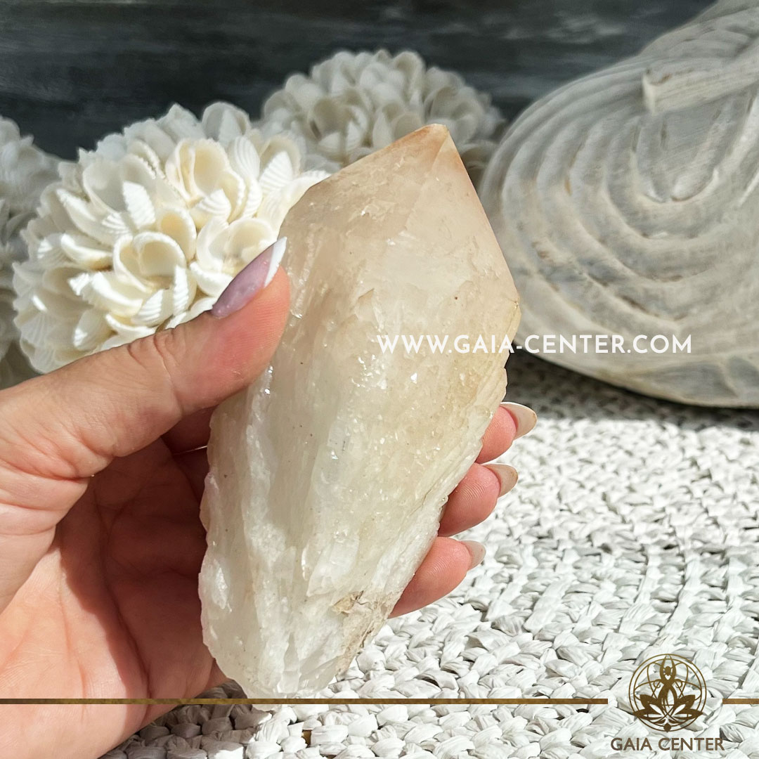 pineapple Quartz Crystal Polished Point Natural Cluster from Madagascar. Crystal points, towers and obelisks selection at Gaia Center Crystal shop in Cyprus. Order online, Cyprus islandwide delivery: Limassol, Larnaca, Paphos, Nicosia. Europe and Worldwide shipping.