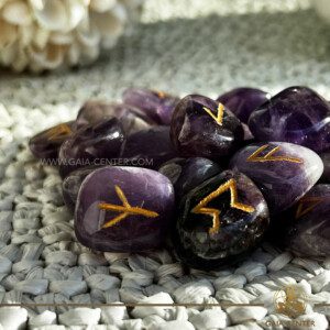 Crystal Rune Stones Amethyst at Gaia Center Crystal shop in Cyprus. Crystal and Gemstone Jewellery Selection at Gaia Center in Cyprus. Order online, Cyprus islandwide delivery: Limassol, Larnaca, Paphos, Nicosia. Europe and Worldwide shipping.