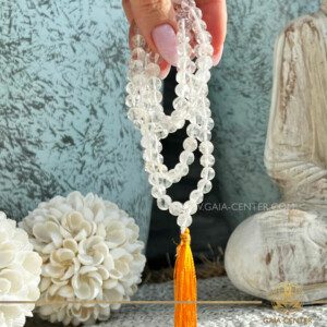 Crystal Mala Clear Quartz |108 beads with tassel||. Crystal and Gemstone Jewellery Selection at Gaia Center Crystal Shop in Cyprus. Order online, Cyprus islandwide delivery: Limassol, Larnaca, Paphos, Nicosia. Europe and Worldwide shipping.