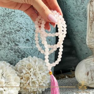 Crystal Mala Rose Quartz 108 beads with tassel. Crystal and Gemstone Jewellery Selection at Gaia Center Crystal Shop in Cyprus. Order online, Cyprus islandwide delivery: Limassol, Larnaca, Paphos, Nicosia. Europe and Worldwide shipping.