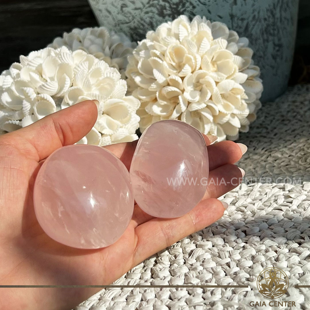Rose Quartz Palm Stone Large |60x45mm /110-120g| Madagascar at GAIA CENTER Crystal Shop in CYPRUS. Crystal jewellery and crystal pendants at Gaia Center crystal shop in Cyprus. Order online top quality crystals, Cyprus islandwide delivery: Limassol, Larnaca, Paphos, Nicosia. Europe and Worldwide shipping.