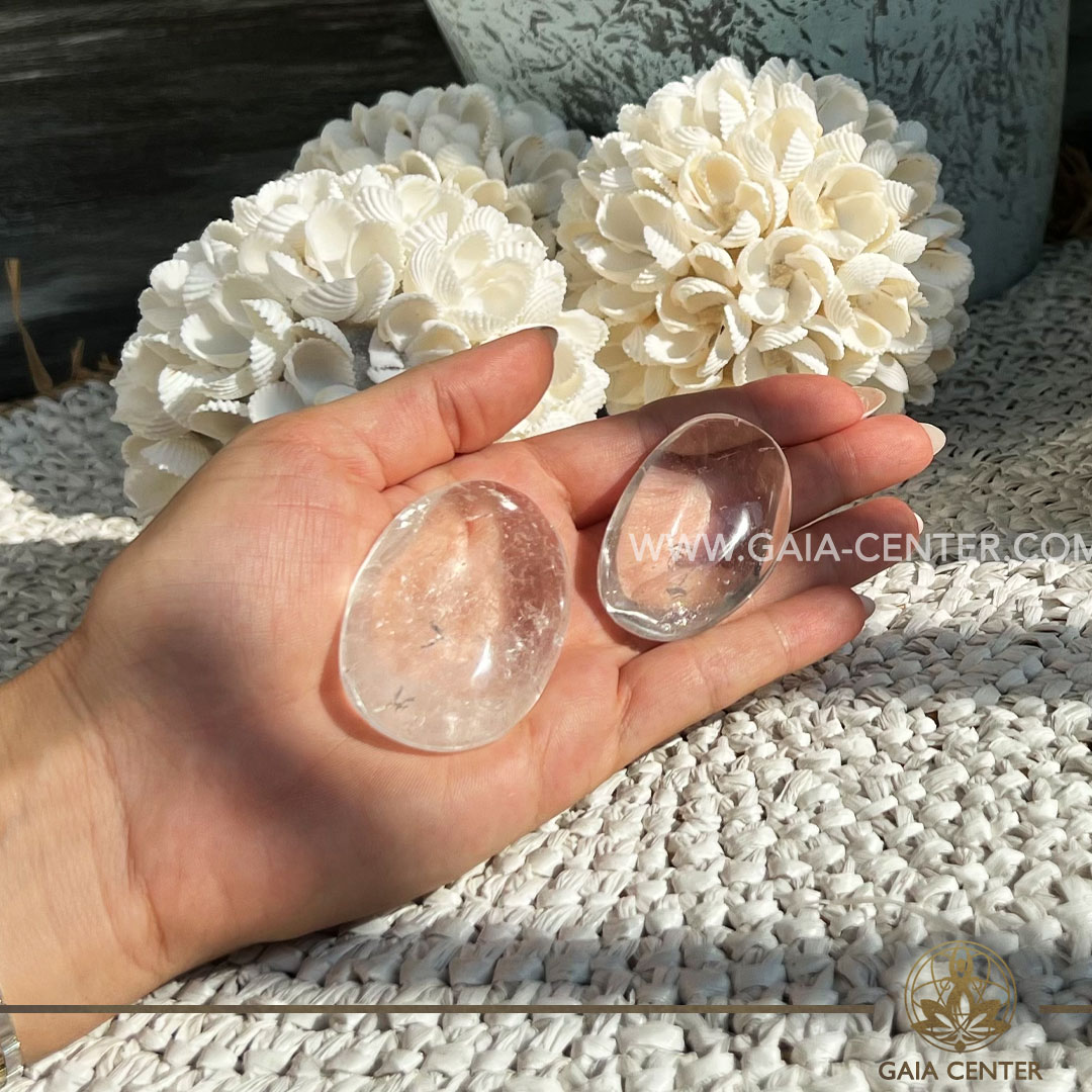 Clear Quartz Palm Stone |50-60x40mm /30g| Madagascar at GAIA CENTER Crystal Shop in CYPRUS. Crystal jewellery and crystal pendants at Gaia Center crystal shop in Cyprus. Order online top quality crystals, Cyprus islandwide delivery: Limassol, Larnaca, Paphos, Nicosia. Europe and Worldwide shipping.