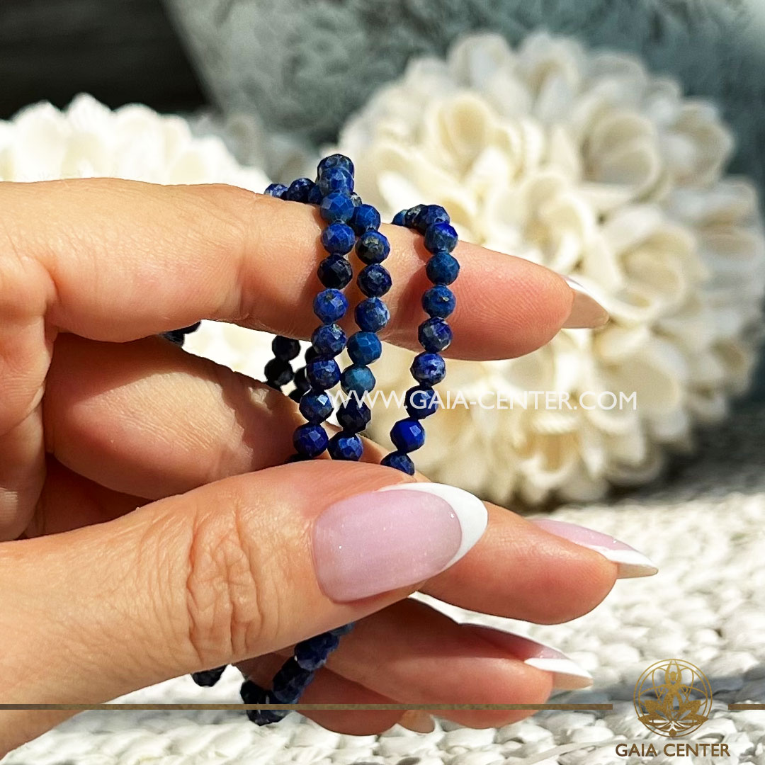 Lapis Lazuli Crystal Bracelet |4mm faceted beads| at Gaia Center Crystal shop in Cyprus. Crystal and Gemstone Jewellery Selection at Gaia Center Crystal shop in Cyprus. Order crystals online, Cyprus islandwide delivery: Limassol, Larnaca, Paphos, Nicosia. Europe and Worldwide shipping.
