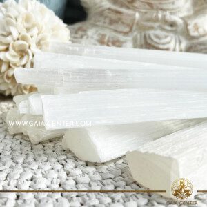 Crystal Bar - White Selenite Stick Rough mineral. Crystal and Gemstone selection at Gaia Center Crystal Shop Cyprus. Shop online at https://gaia-center.com. Cyprus island delivery: Limassol, Nicosia, Paphos, Larnaca. Europe and Worldwide shipping.