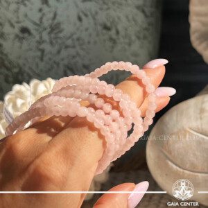 Rose Quartz - Crystal Bracelet |4mm beads| at GAIA CENTER Crystal Shop in Cyprus. Crystal jewellery and crystal pendants at Gaia Center crystal shop in Cyprus. Order online top quality crystals, Cyprus islandwide delivery: Limassol, Larnaca, Paphos, Nicosia. Europe and Worldwide shipping.