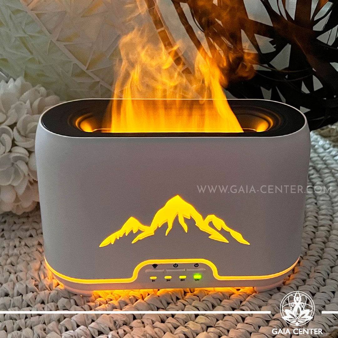 Aroma Atomiser Oil Diffuser Humidifier Flame blaze design for aromatherapy. Selection of Aroma Humidifiers and Aromatic Essential Oils at Gaia Center Aroma & Crystal shop in Cyprus. Order online, Cyprus islandwide delivery: Limassol, Larnaca, Paphos, Nicosia
