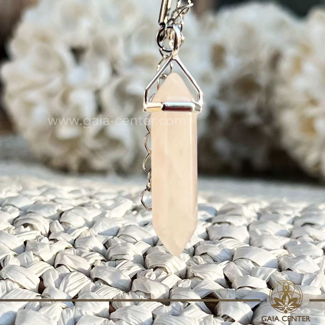 Rose Quartz Crystal Pendant Point |S925 Sterling Silver Bail| at GAIA CENTER Crystal Shop CYPRUS. Crystal jewellery and crystal pendants at Gaia Center crystal shop in Cyprus. Order online top quality crystals, Cyprus islandwide delivery: Limassol, Larnaca, Paphos, Nicosia. Europe and Worldwide shipping.