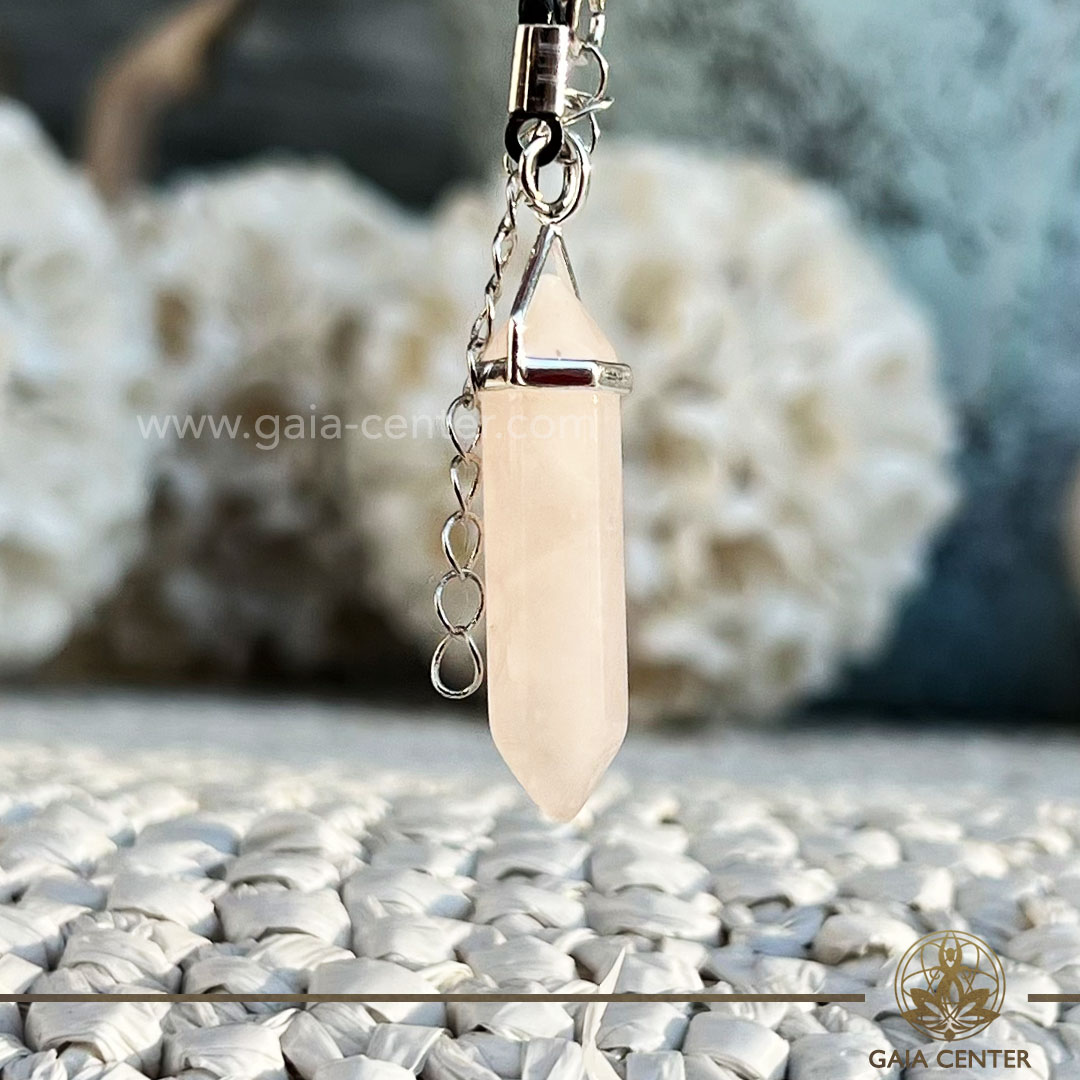Rose Quartz Crystal Pendant Point |S925 Sterling Silver Bail| at GAIA CENTER Crystal Shop CYPRUS. Crystal jewellery and crystal pendants at Gaia Center crystal shop in Cyprus. Order online top quality crystals, Cyprus islandwide delivery: Limassol, Larnaca, Paphos, Nicosia. Europe and Worldwide shipping.