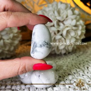 Tumbled Stones - White Howlite A-quality |size 40mm| at Gaia Center Crystal shop in Cyprus. Crystal and Gemstone Jewellery Selection at Gaia Center in Cyprus. Order online, Cyprus islandwide delivery: Limassol, Larnaca, Paphos, Nicosia. Europe and Worldwide shipping.