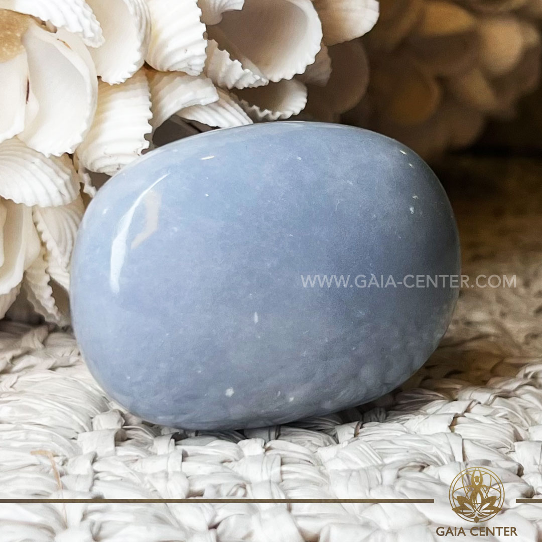 Blue Angelite Palm Stone  GAIA CENTER Crystal Shop in CYPRUS