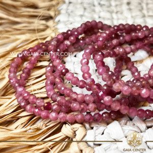 Pink Tourmaline Crystal Bracelet |4mm faceted beads| at Gaia Center Crystal shop in Cyprus. Pink Tourmaline, also known as Rubellite, is a beautiful crystal with various healing properties that span physical, emotional, and spiritual well-being. Crystals and Gemstone Jewellery Selection at Gaia Center in Cyprus. Order online, Cyprus islandwide delivery: Limassol, Larnaca, Paphos, Nicosia. Europe and Worldwide shipping.
