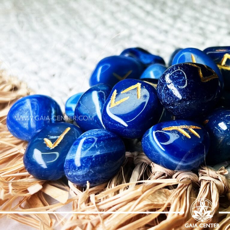 Blue Onyx Rune Stones | GAIA CENTER Crystal shop in CYPRUS