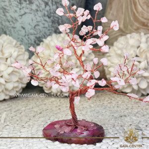 Pink Agate Base Rose Quartz Tree |100 stones| at Gaia Center Crystal shop in Cyprus. Pink Agate Base Rose Quartz Tree, a unique crystal creation that combines the stabilizing properties of agate with the loving essence of Rose Quartz. Order crystals online, Cyprus islandwide delivery: Limassol, Larnaca, Paphos, Nicosia. Europe and Worldwide shipping.