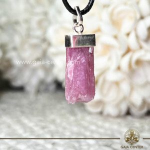 Rough Pink Tourmaline Pendant |S925 Sterling Silver| at Gaia Center Crystal shop in Cyprus. Pink tourmaline is closely connected to the heart chakra, promoting love, compassion, and emotional healing. Order crystals online, Cyprus islandwide delivery: Limassol, Larnaca, Paphos, Nicosia. Europe and Worldwide shipping.