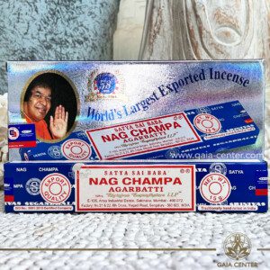 Satya Sai Baba Nag Champa Natural Aroma Incense Sticks by Satya brand. 15g incense sticks in a pack. The enchanting blend of sweet, floral notes combined with earthy undertones, creating a rich and aromatic experience that soothes the soul and uplifts the spirit. Whether used for meditation, relaxation, or simply to enhance the ambiance of your space, the Nag Champa fragrance is sure to transport you to a place of tranquility and serenity with every delicate wisp of smoke. Order aroma and natural incense products online at Gaia Center | Aroma Incense and Crystal Shop in Cyprus. Cyprus islandwide delivery: Limassol, Nicosia, Larnaca, Paphos. Europe & Worldwide delivery.