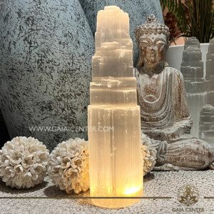 White Selenite Crystal Lamp at Gaia Center Crystal shop in Cyprus. Selenite Crystal Lamps, both visually stunning and spiritually enriching, bring a touch of tranquility to your living spaces. Salt and Selenite crystal lamps selection. Order online: Cyprus islandwide delivery: Limassol, Nicosia, Paphos, Larnaca. Europe and worldwide shipping.