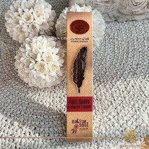 Smudge Incense Native Soul Palo Santo & Dragon's Blood fragrance by Green Tree brand. 15grams incense pack. Selection of natural incense sticks at GAIA CENTER | Crystals and Incense aroma shop in Cyprus. Order incense sticks and aroma burners online, Cyprus islandwide delivery: Nicosia, Paphos, Limassol, Larnaca