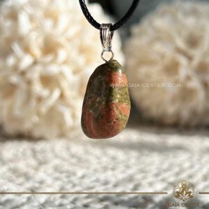 Unakite Crystal Pendant Polished with electroplated bail with string at GAIA CENTER Crystal Shop in Cyprus. Unakite is renowned for its ability to promote emotional healing by fostering a sense of harmony and balance within oneself. Crystal jewellery and crystal pendants at Gaia Center crystal shop in Cyprus. Order online top quality crystals, Cyprus islandwide delivery: Limassol, Larnaca, Paphos, Nicosia. Europe and Worldwide shipping.