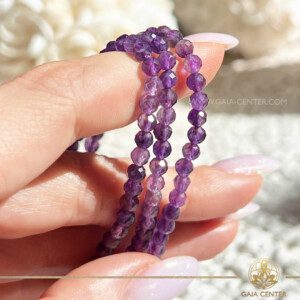 Amethyst Crystal Bracelet |4mm facet beads| at GAIA CENTER Crystal Shop in Cyprus. Crystal jewellery and crystal pendants at Gaia Center crystal shop in Cyprus. Order online top quality crystals, Cyprus islandwide delivery: Limassol, Larnaca, Paphos, Nicosia. Europe and Worldwide shipping.
