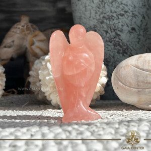 Crystal Angel made from Rose Quartz at GAIA CENTER Crystal Shop CYPRUS. This gentle pink stone, carved into the shape of an angel, combines the healing properties of Rose Quartz with the divine symbolism of angelic beings, creating a potent tool for emotional healing, love, and spiritual connection. Top quality crystal selection at Gaia Center crystal shop in Cyprus. Order crystals online, Cyprus islandwide delivery: Limassol, Larnaca, Paphos, Nicosia. Europe and Worldwide shipping.