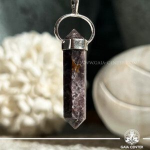Lepidolite - Double Point from Brazil at Gaia Center Crystal shop in Cyprus. Crystal jewelery and crystal pendants at Gaia Center crystal shop in Cyprus. Order online top quality crystals, Cyprus islandwide delivery: Limassol, Larnaca, Paphos, Nicosia. Europe and Worldwide shipping.