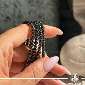 Hematite - Crystal Bracelet |4mm beads| at GAIA CENTER Crystal Shop in Cyprus. Crystal jewellery and crystal pendants at Gaia Center crystal shop in Cyprus. Known for its grounding and protective properties, this elegant accessory balances energy while adding a touch of sophistication. Order online top quality crystals, Cyprus islandwide delivery: Limassol, Larnaca, Paphos, Nicosia. Europe and Worldwide shipping.