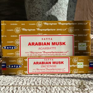 Aroma Incense Sticks Arabian Musk Agarbatti fragrance by Satya brand. 15grams incense pack. Selection of natural incense sticks at GAIA CENTER | Crystals and Incense aroma shop in Cyprus. Order incense sticks and aroma burners online, Cyprus islandwide delivery: Nicosia, Paphos, Limassol, Larnaca