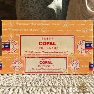 Aroma Incense Sticks Copal fragrance by Satya brand. 15grams incense pack. Selection of natural incense sticks at GAIA CENTER | Crystals and Incense aroma shop in Cyprus. Order incense sticks and aroma burners online, Cyprus islandwide delivery: Nicosia, Paphos, Limassol, Larnaca