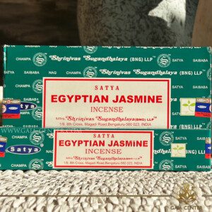 Aroma Incense Sticks Egyptian Jasmine fragrance by Satya brand. 15grams incense pack. Selection of natural incense sticks at GAIA CENTER | Crystals and Incense aroma shop in Cyprus. Order incense sticks and aroma burners online, Cyprus islandwide delivery: Nicosia, Paphos, Limassol, Larnaca