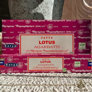 Aroma Incense Sticks Lotus Agarbatti fragrance by Satya brand. 15grams incense pack. Selection of natural incense sticks at GAIA CENTER | Crystals and Incense aroma shop in Cyprus. Order incense sticks and aroma burners online, Cyprus islandwide delivery: Nicosia, Paphos, Limassol, Larnaca