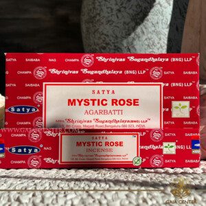 Aroma Incense Sticks Mystic Rose fragrance by Satya brand. 15grams incense pack. Selection of natural incense sticks at GAIA CENTER | Crystals and Incense aroma shop in Cyprus. Order incense sticks and aroma burners online, Cyprus islandwide delivery: Nicosia, Paphos, Limassol, Larnaca